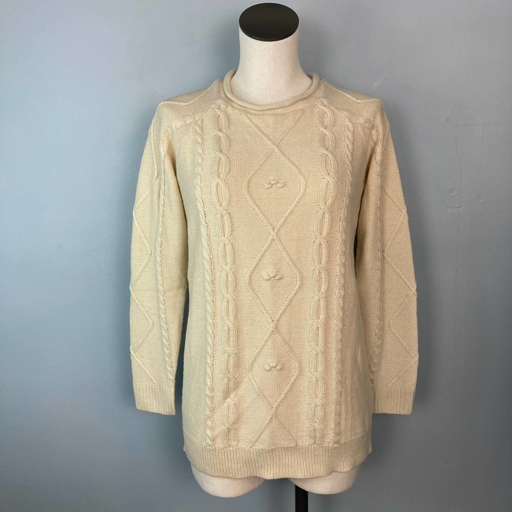 BAILEY'S Blossoms Cream Light Tan Lightweight Cable Knit Sweater Women's Size XS - Picture 12 of 12